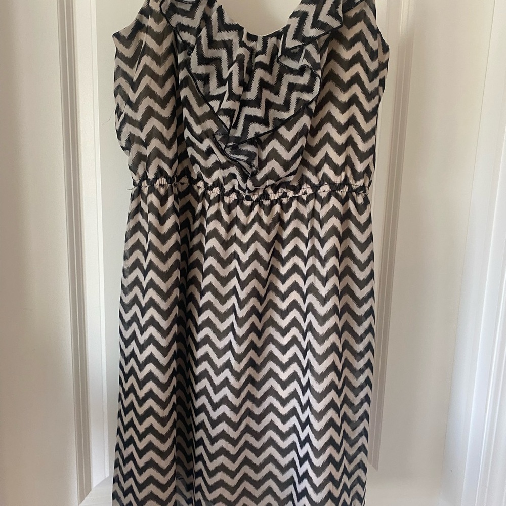 No Boundaries Black and White Chevron Dress